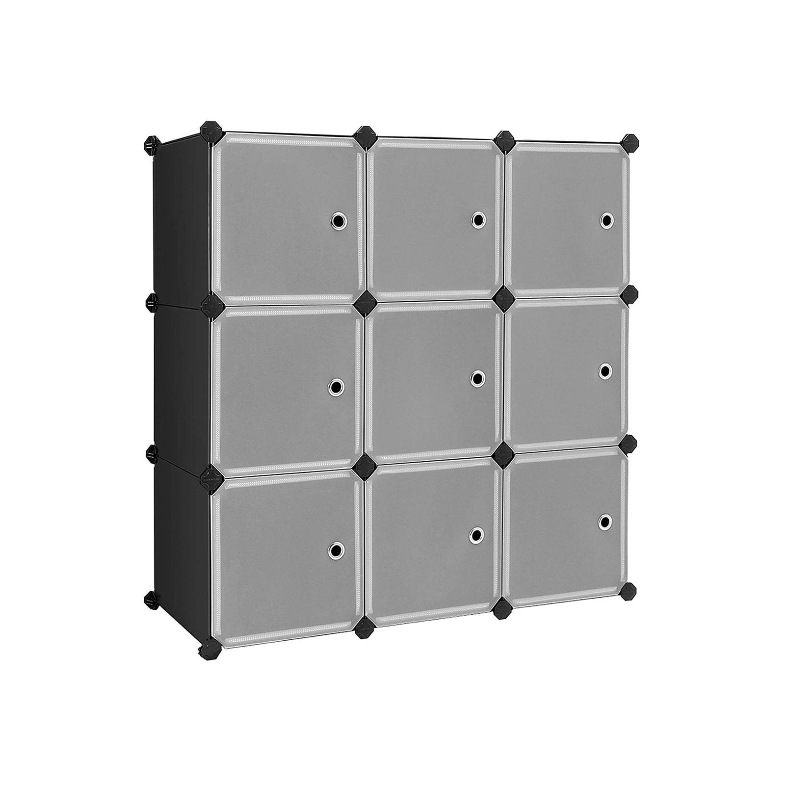 Modulinė plastikinė spinta su 9 kubais, 93 x 31 x 93 cm, juoda ir balta