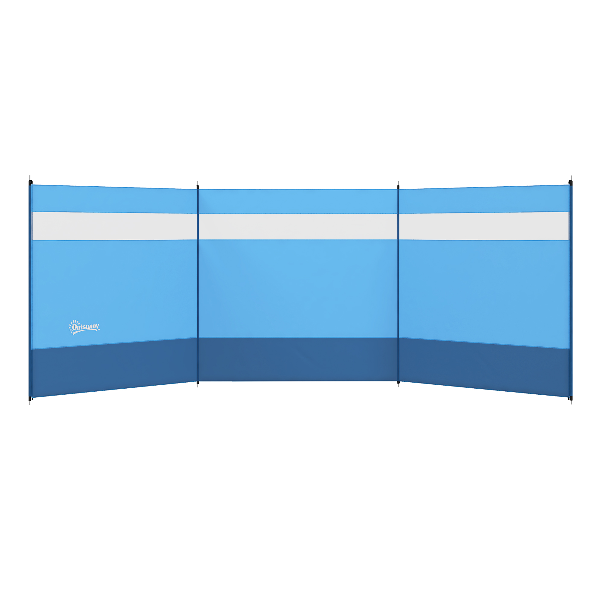 Vēja aizsargs ar skatlogu un pārnēsāšanas somu, tērauda stieņi, 440 x 140 cm, zils