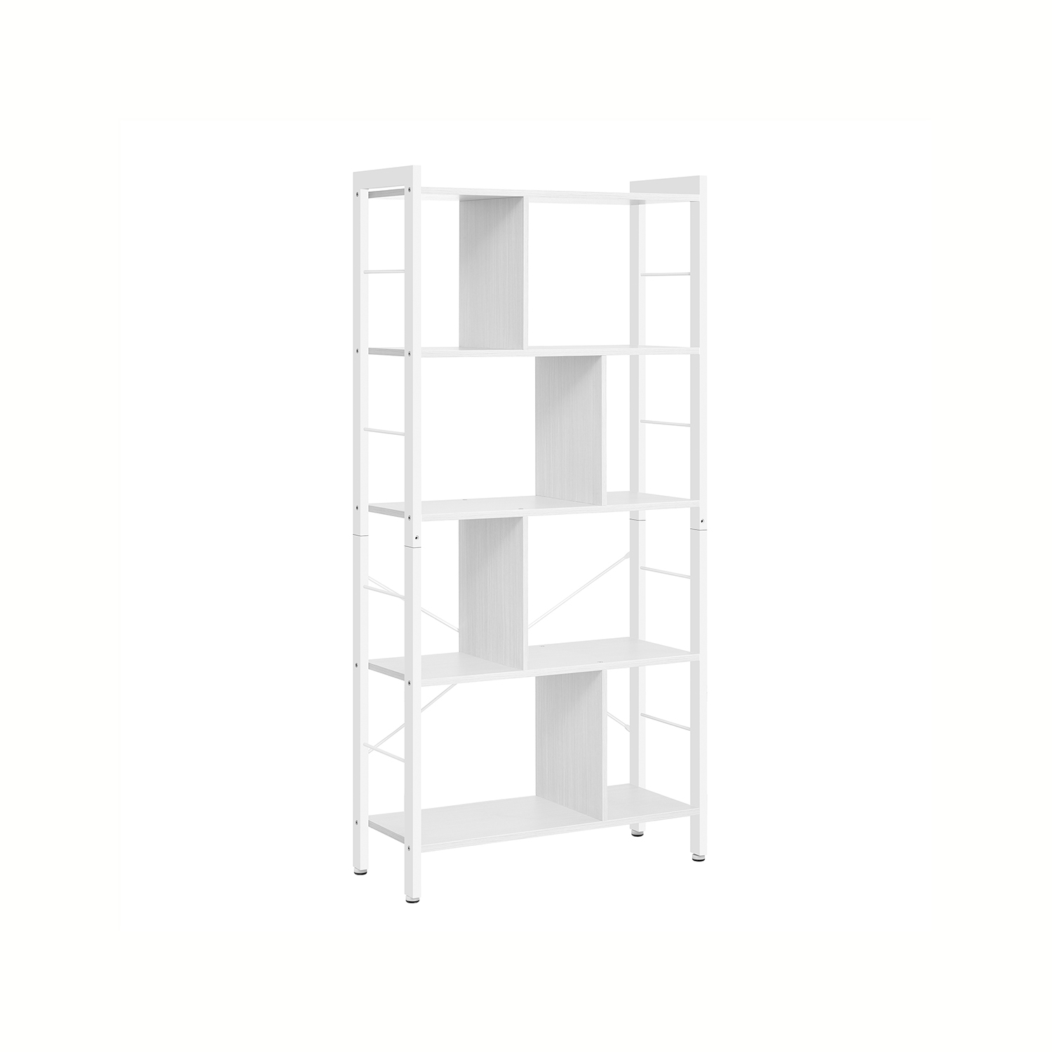 5 aukštų daiktų lentyna, 30 x 74 x 154,5 cm, medžio drožlių plokštė ir plienas, balta