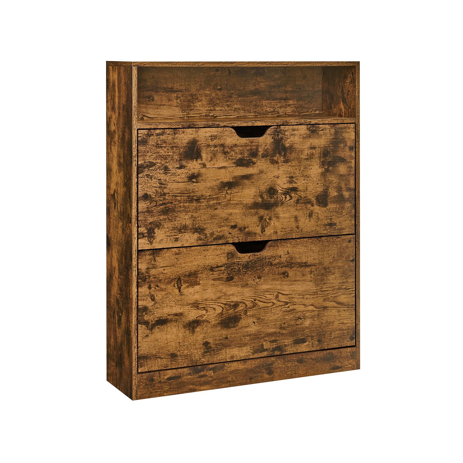 Jalatsikapp 2 allaklapitava sahtli ja avatud riiuliga, vintage-pruun, 24 x 80 x 102 cm