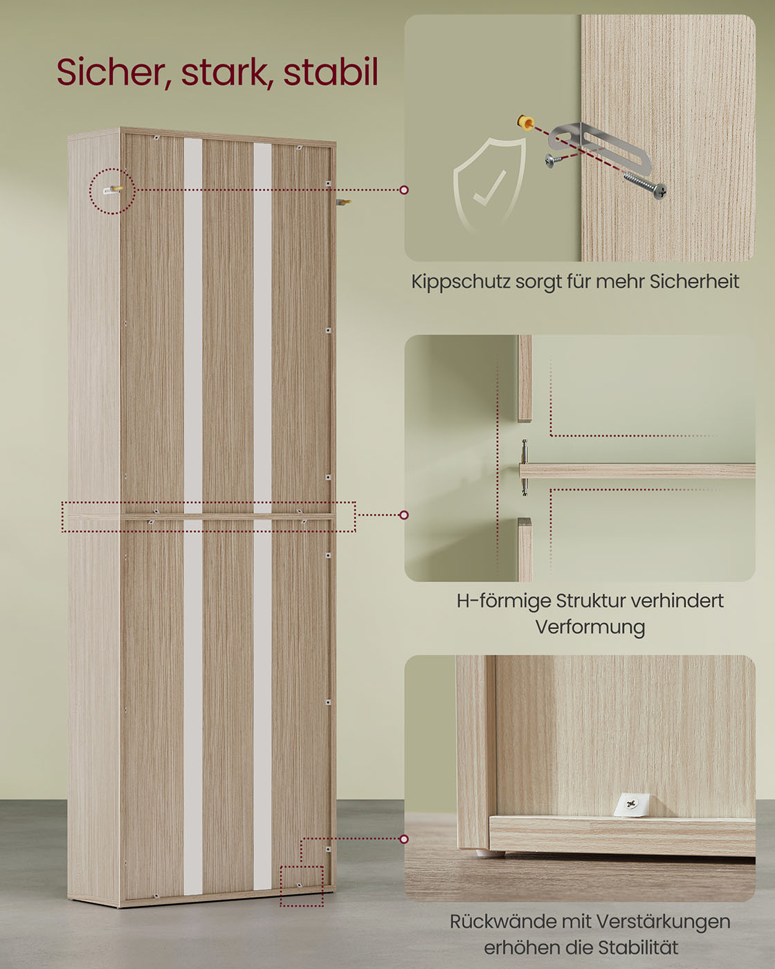 Grāmatu plaukts, 6 līmeņi, regulējami plaukti, skaidu plātne, 24 x 60 x 178,5 cm, dabīgi bēšs - Image 5