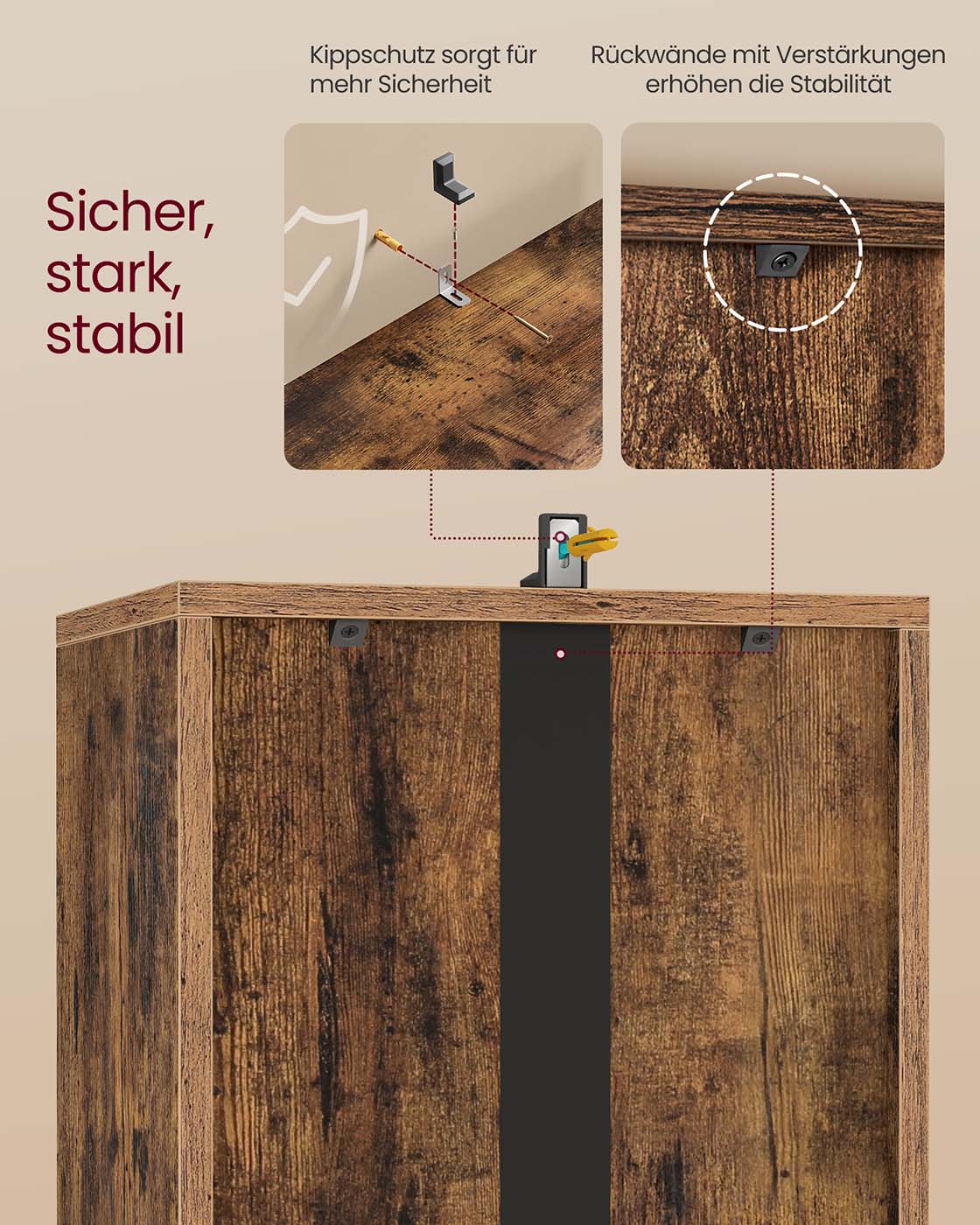 Grāmatu plaukts ar 4 plauktiem, atvērts, 24 x 30 x 106 cm, vintāžas brūns - Image 5