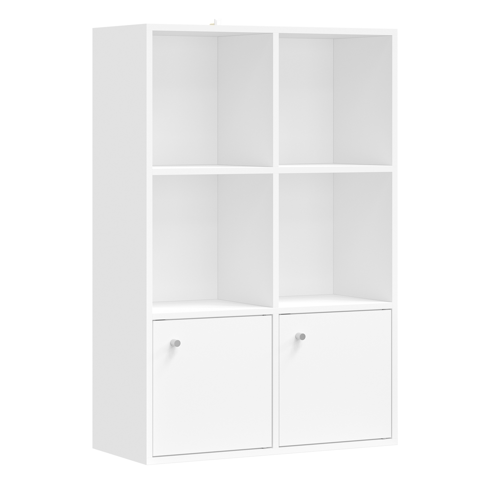 Avatud raamaturiiul 3 tasapinnaga, 2 uksega sektsiooni, 29 x 65,8 x 97,8 cm, valge