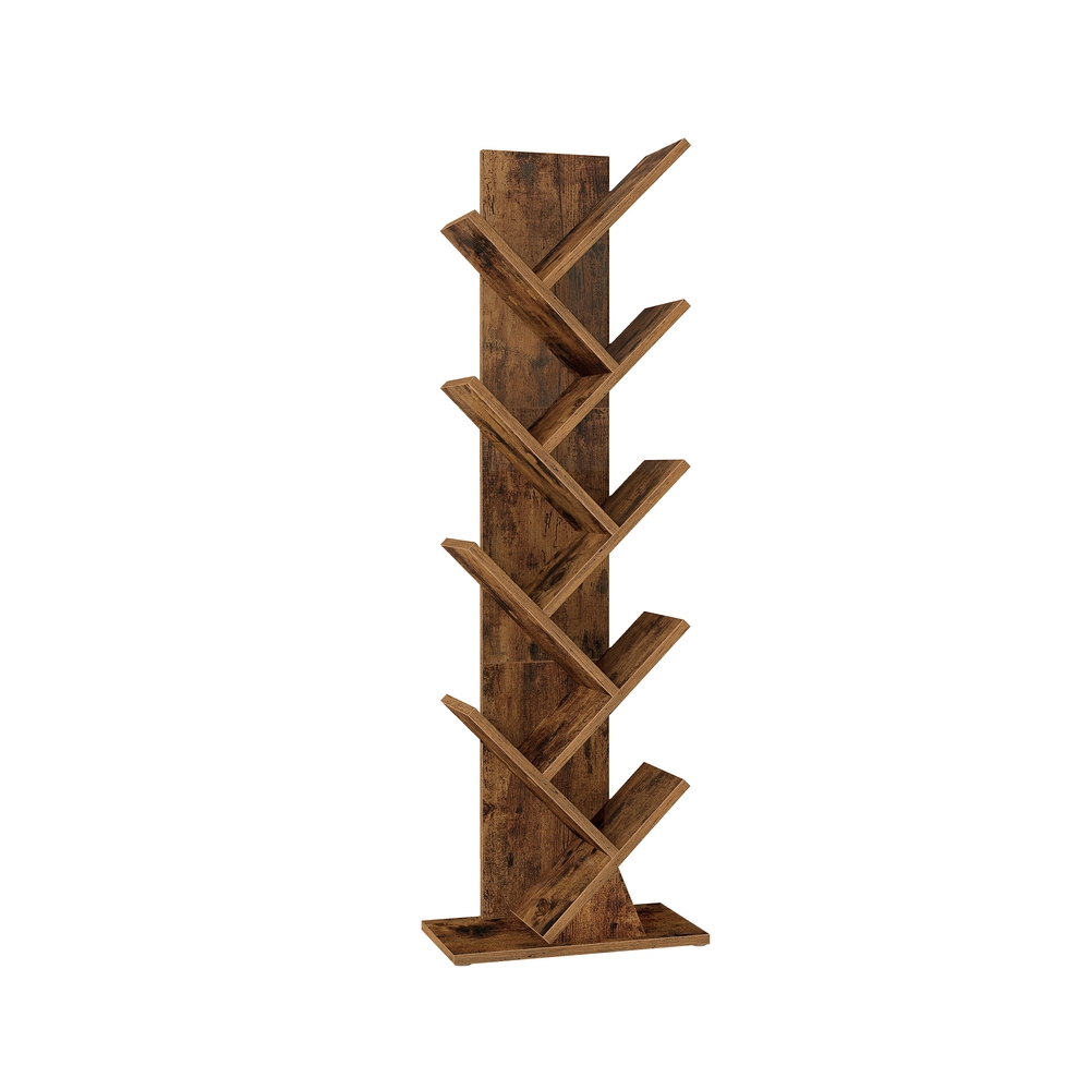 Knygų lentyna medžio forma, 20 x 38 x 115,2 cm, medžio drožlių plokštė, vintažinė ruda