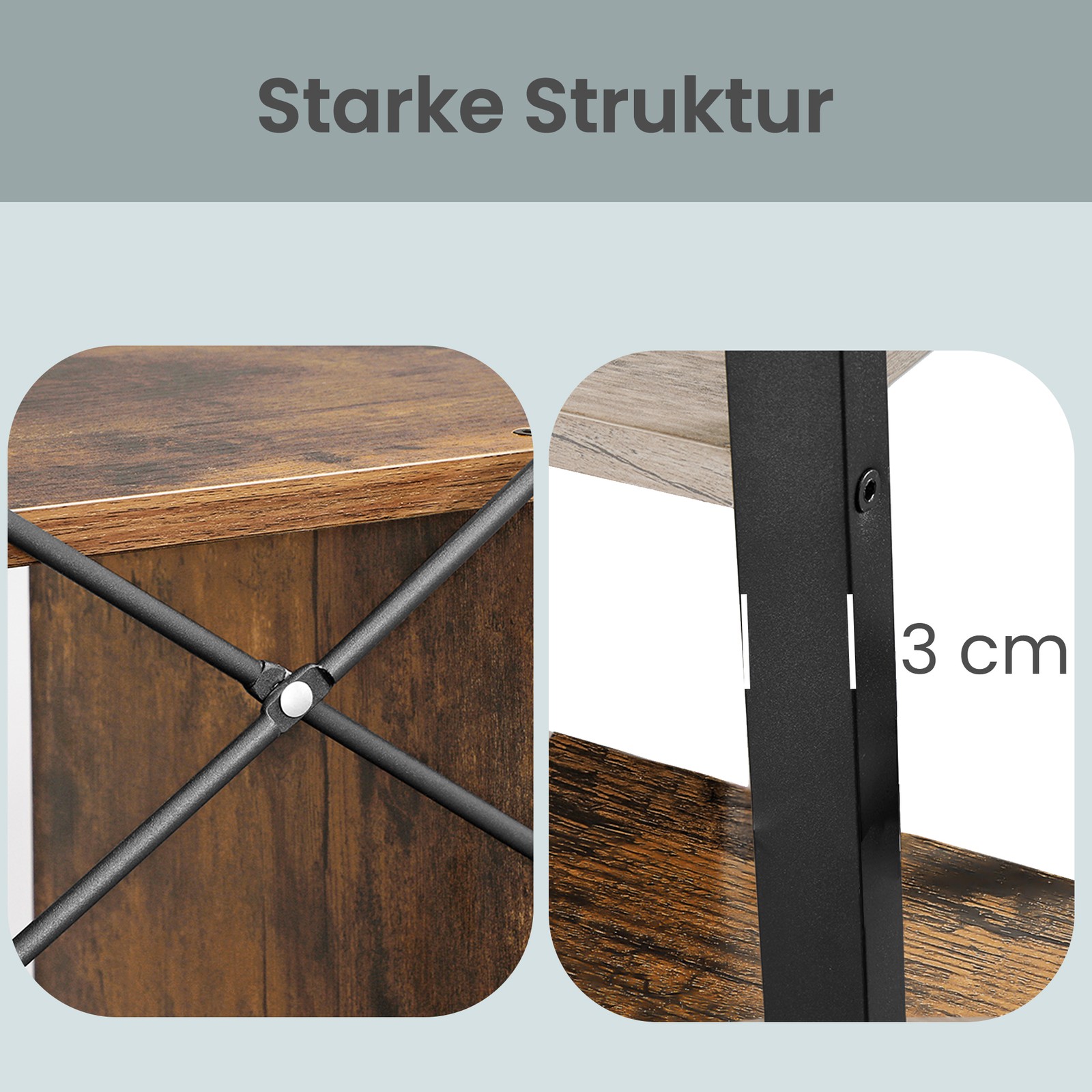 Kirjahylly, 5 tasoa, 74 x 30 x 154,5 cm, lastulevyä ja terästä - Image 6