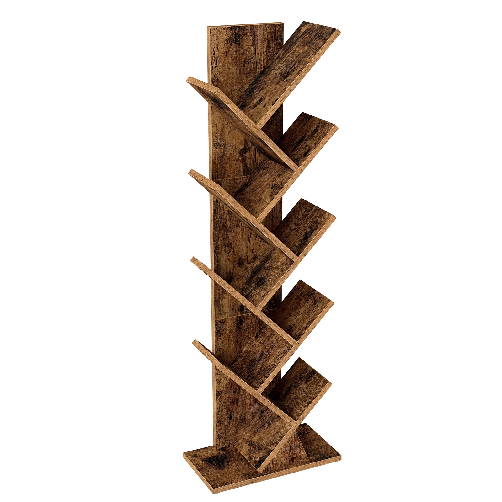 Grāmatu plaukts koka formā, 9 plaukti, brūns, skaidu plātne, 20 x 38 x 115,2 cm - Image 2
