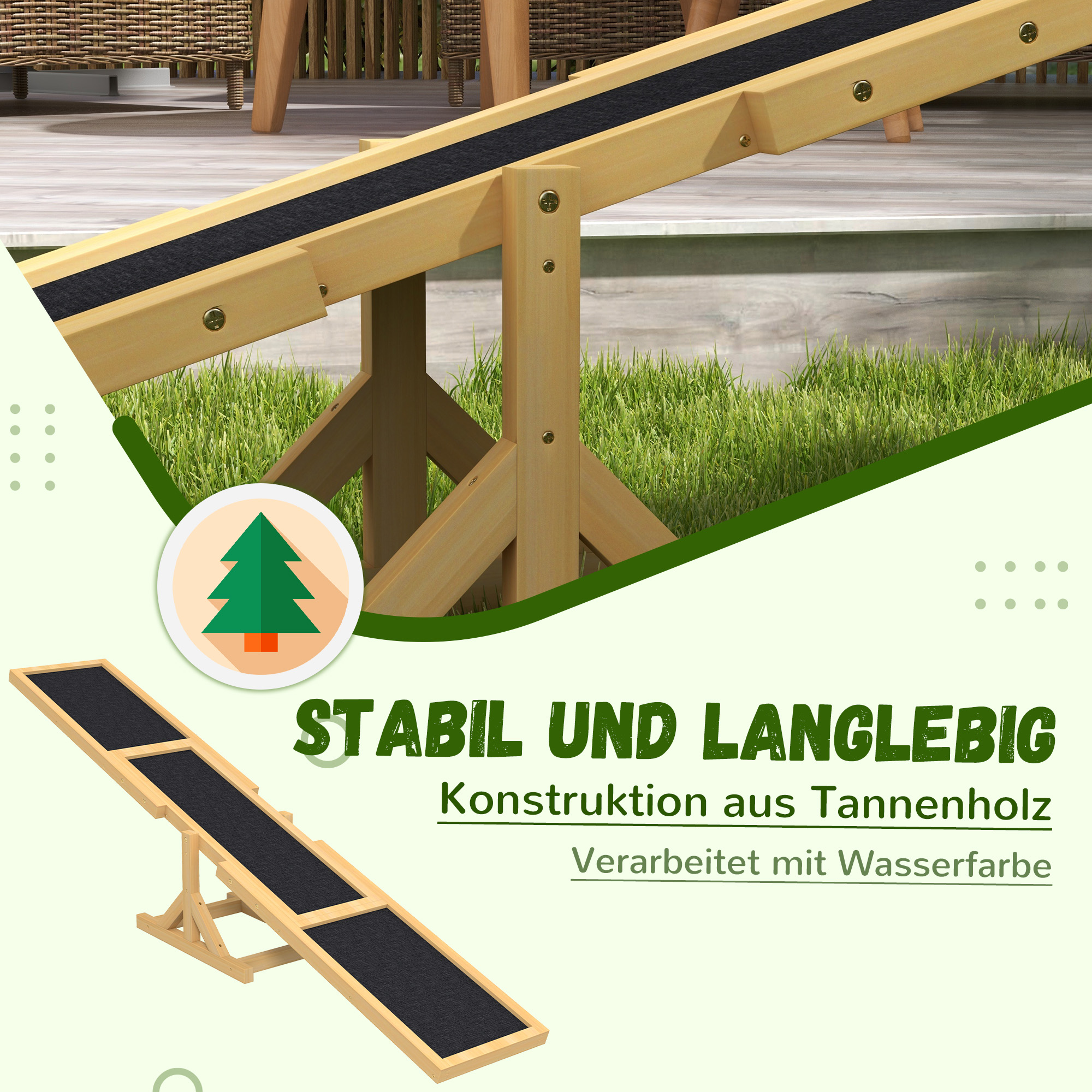 Koerte agility kiik, libisemisvastane pind, kollane, 180 x 30 x 30 cm - Image 4