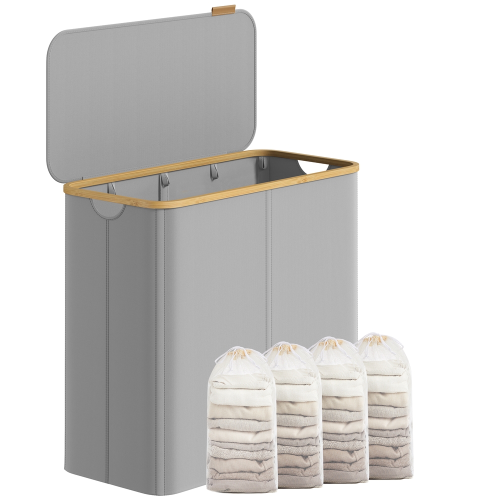 4 sektsiooniga pesusorteerija kaanega, 150 l, 78 x 38,5 x 70,5 cm, hall