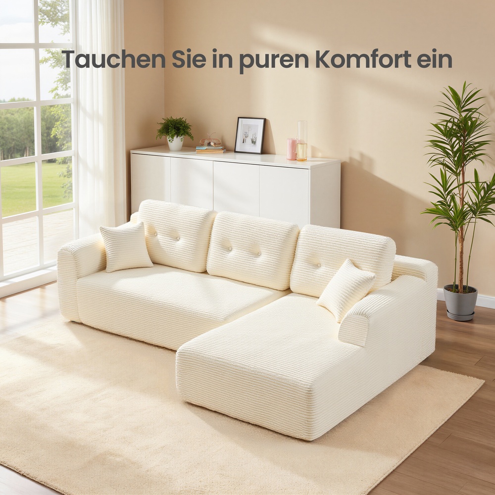 Mooduldiivan nurgadiivani kujul, 244 cm lai, parempoolse lebamisosaga, valge - Image 4