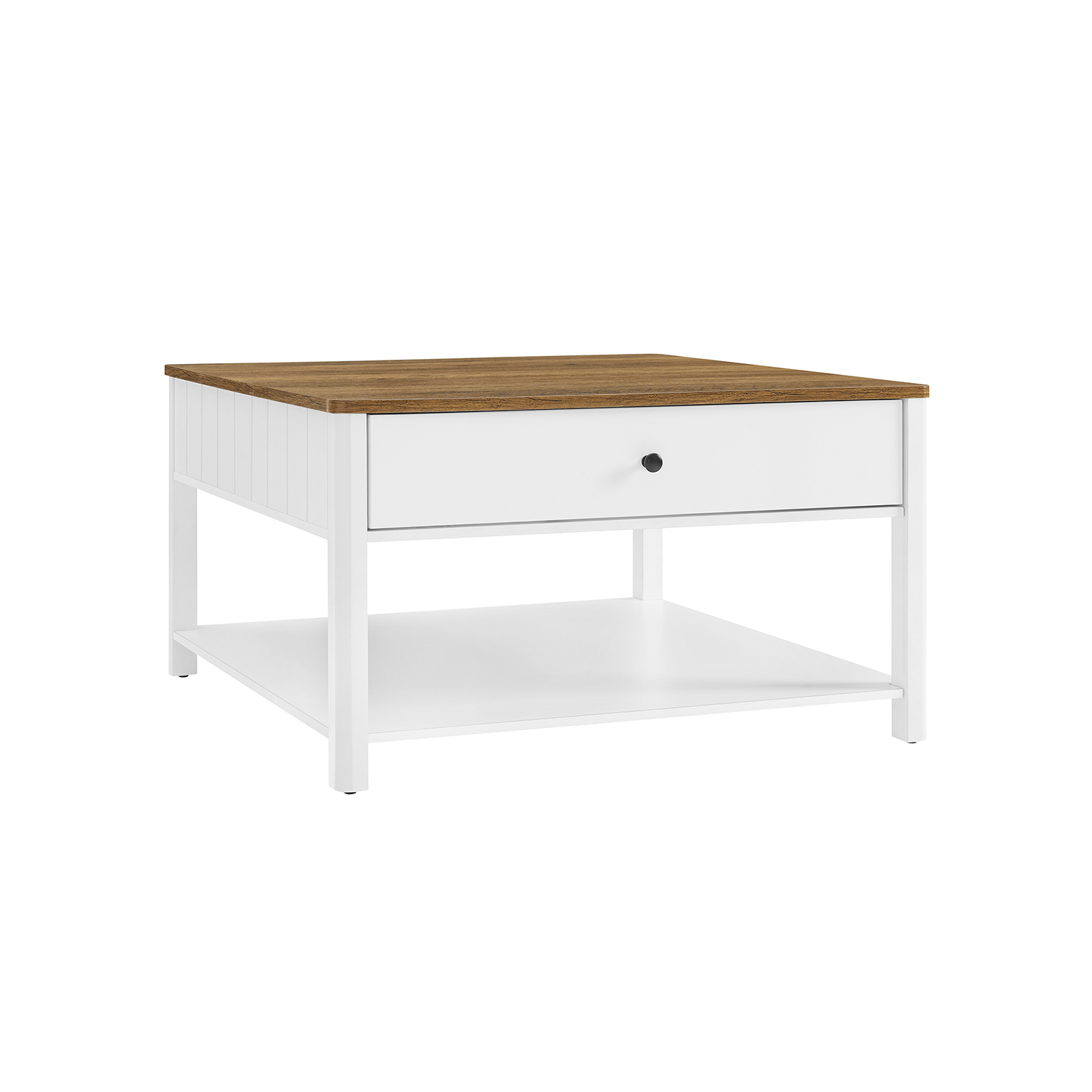 Diivanilaud 2 sahtliga, 80 x 80 x 45 cm, pähkelpruun-valge