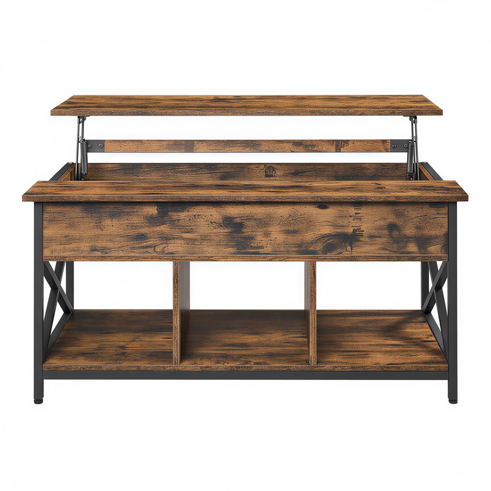 Diivanilaud reguleeritava lauaplaadiga, pruun-must, 60 x 100 x 48-62 cm