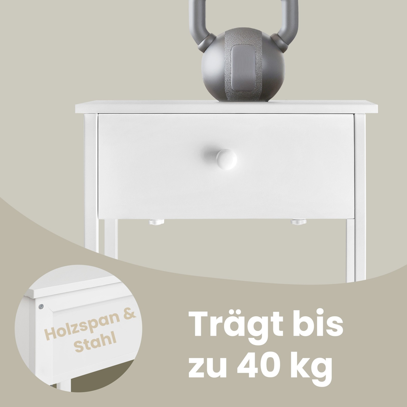2 öökappi sahtli ja riiuliga, 40 x 40 x 55 cm, valged - Image 7