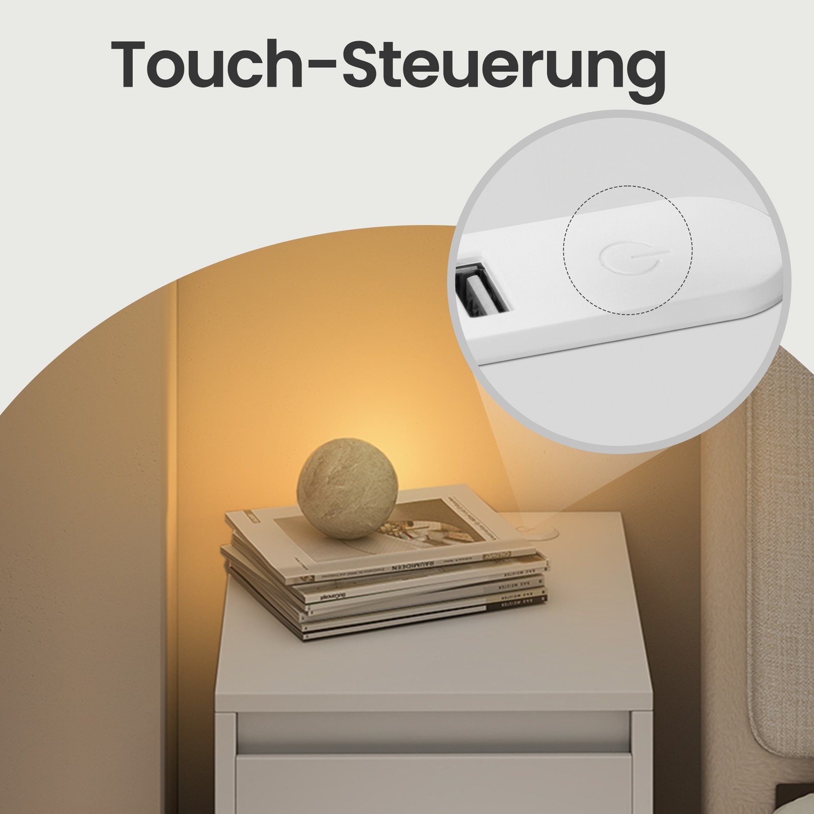 Siauras naktinis staliukas su LED apšvietimu, stalčiumi ir USB jungtimis, 30 x 25 x 59,5 cm - Image 7