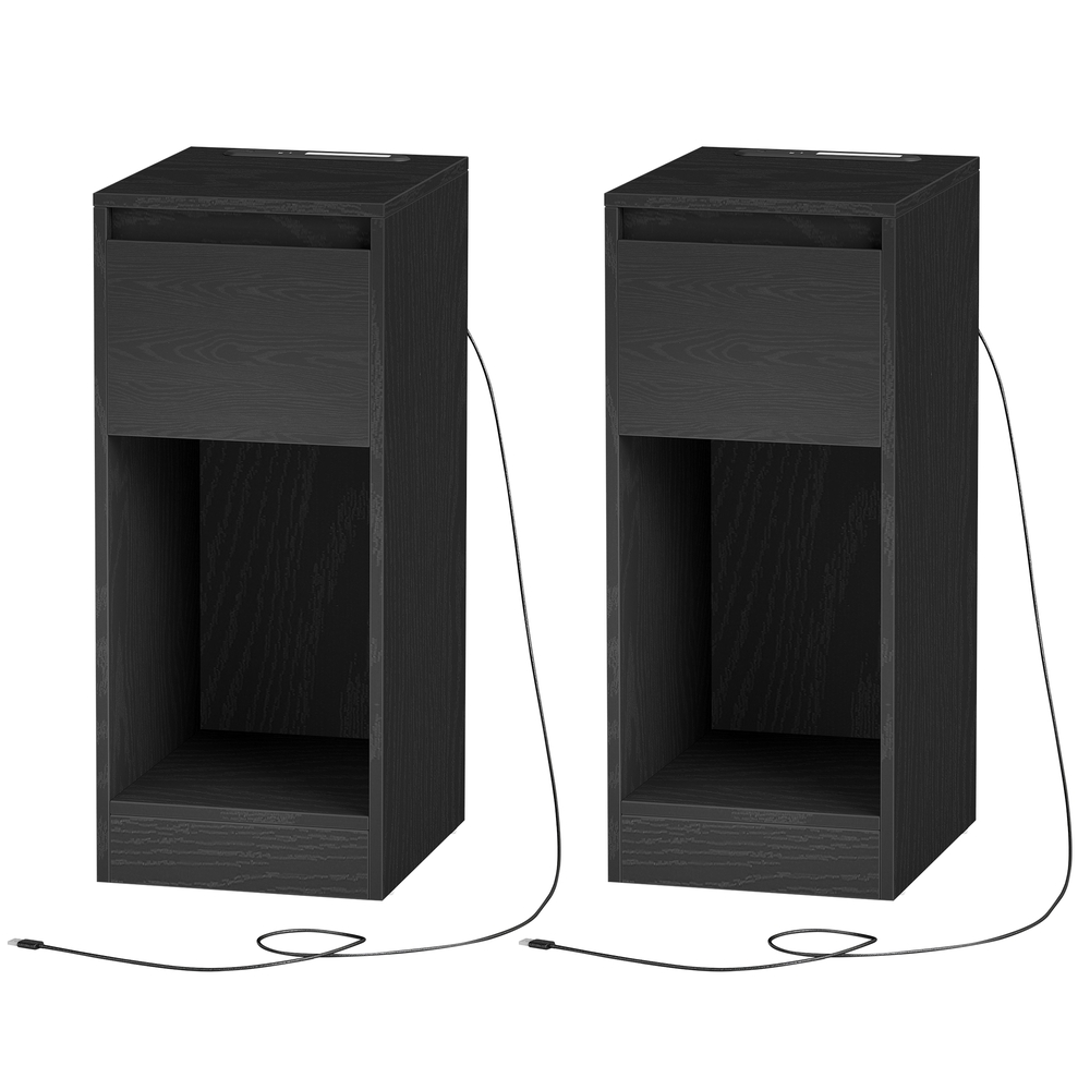 Öökappide komplekt, 2 tk, kitsas, sahtli, riiuli, LED-i ja USB-ga, 30 x 25 x 59,5 cm