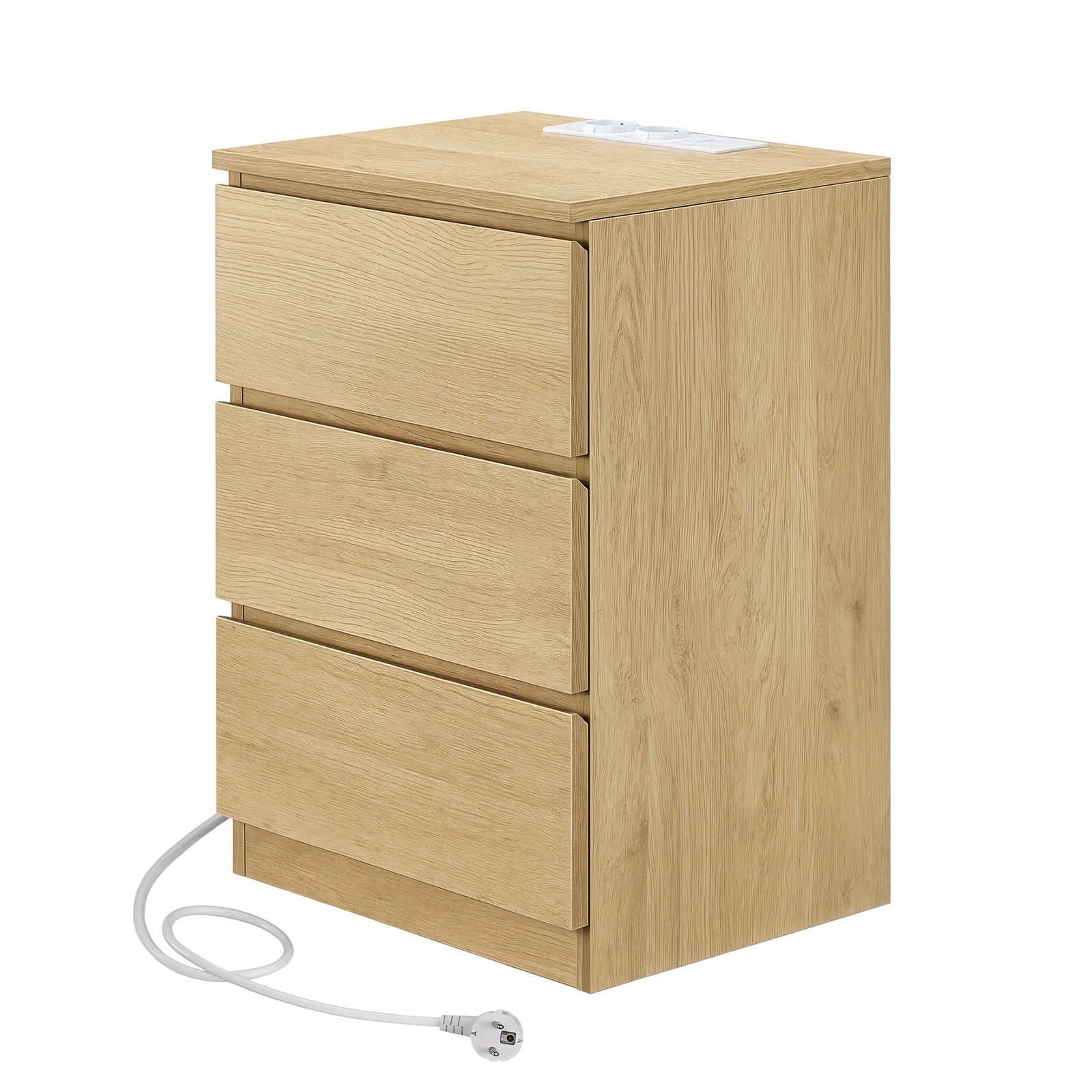 Abilaudade komplekt pistikupesadega, 3 sahtlit, 35,5 x 40,5 x 59,5 cm, kollane