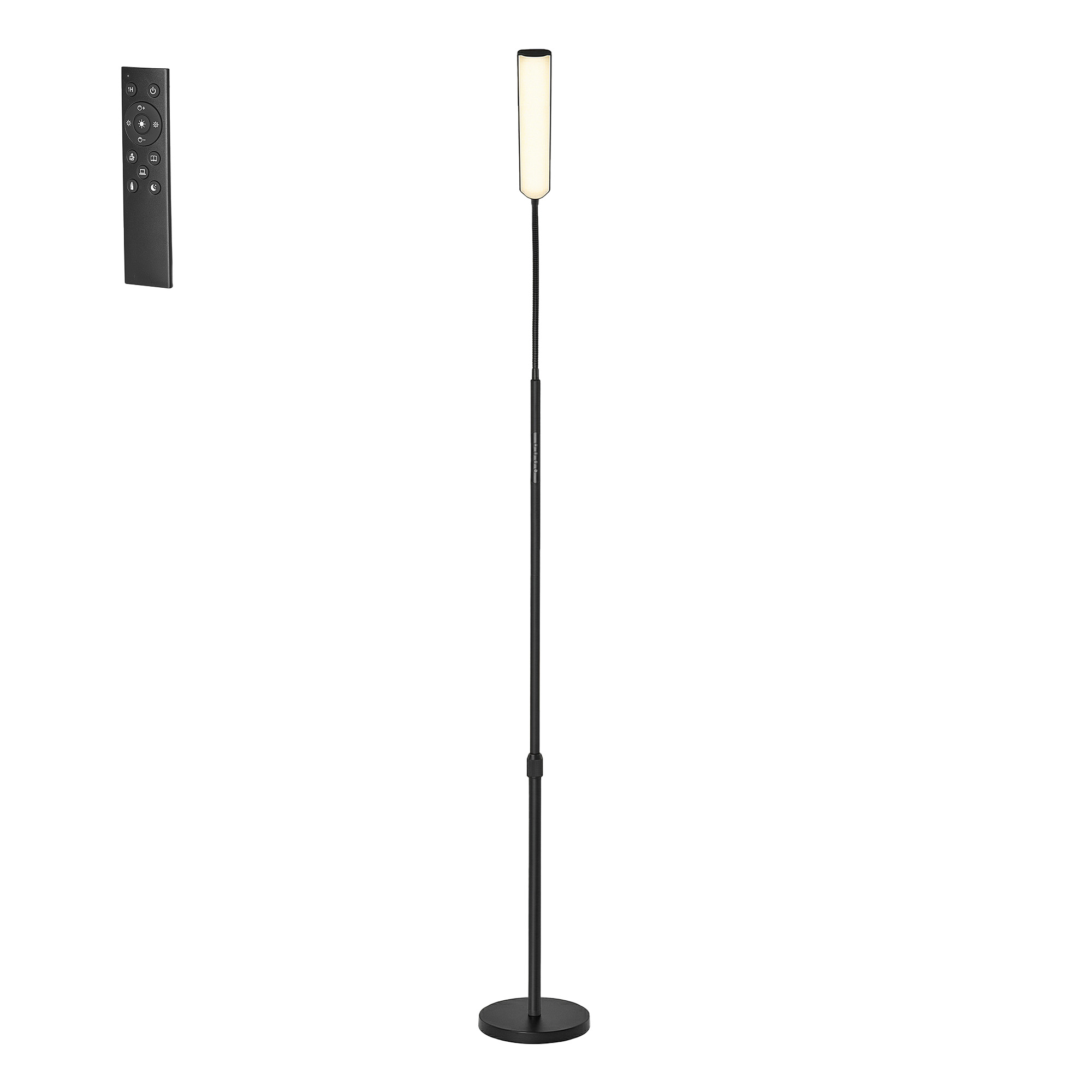 Pastatomas šviestuvas 15 W, reguliuojamas aukštis 141–175 cm, matinis juodas - Image 2