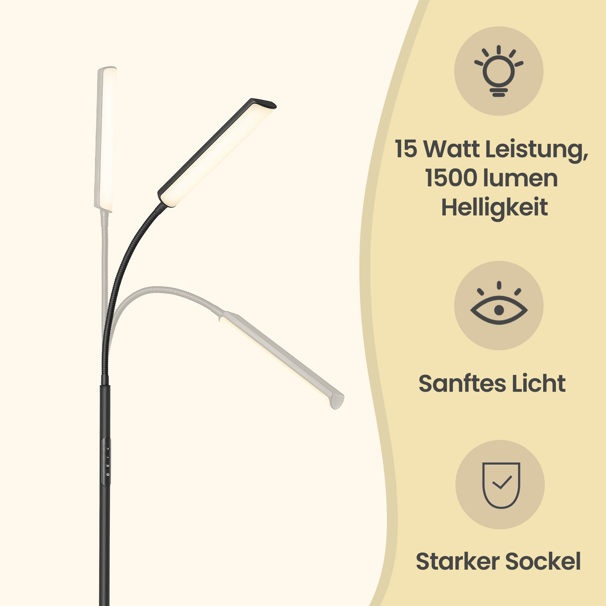Pastatomas šviestuvas 15 W, reguliuojamas aukštis 141–175 cm, matinis juodas - Image 7