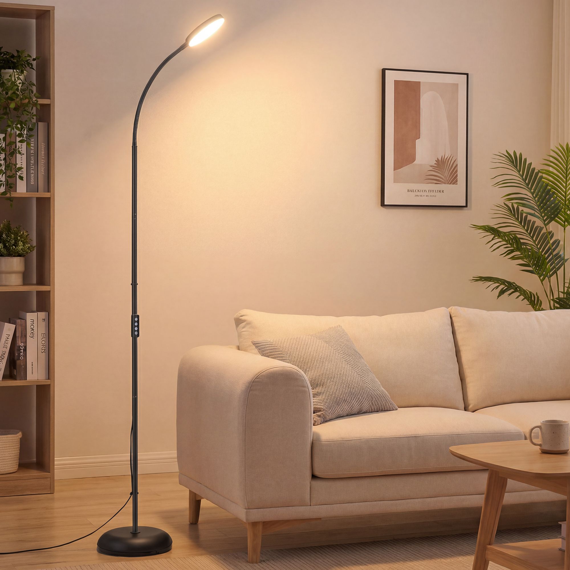 LED stāvlampa ar regulējamu spilgtumu, 360° grozāma, 22 x 22 x 170 cm, melna - Image 5