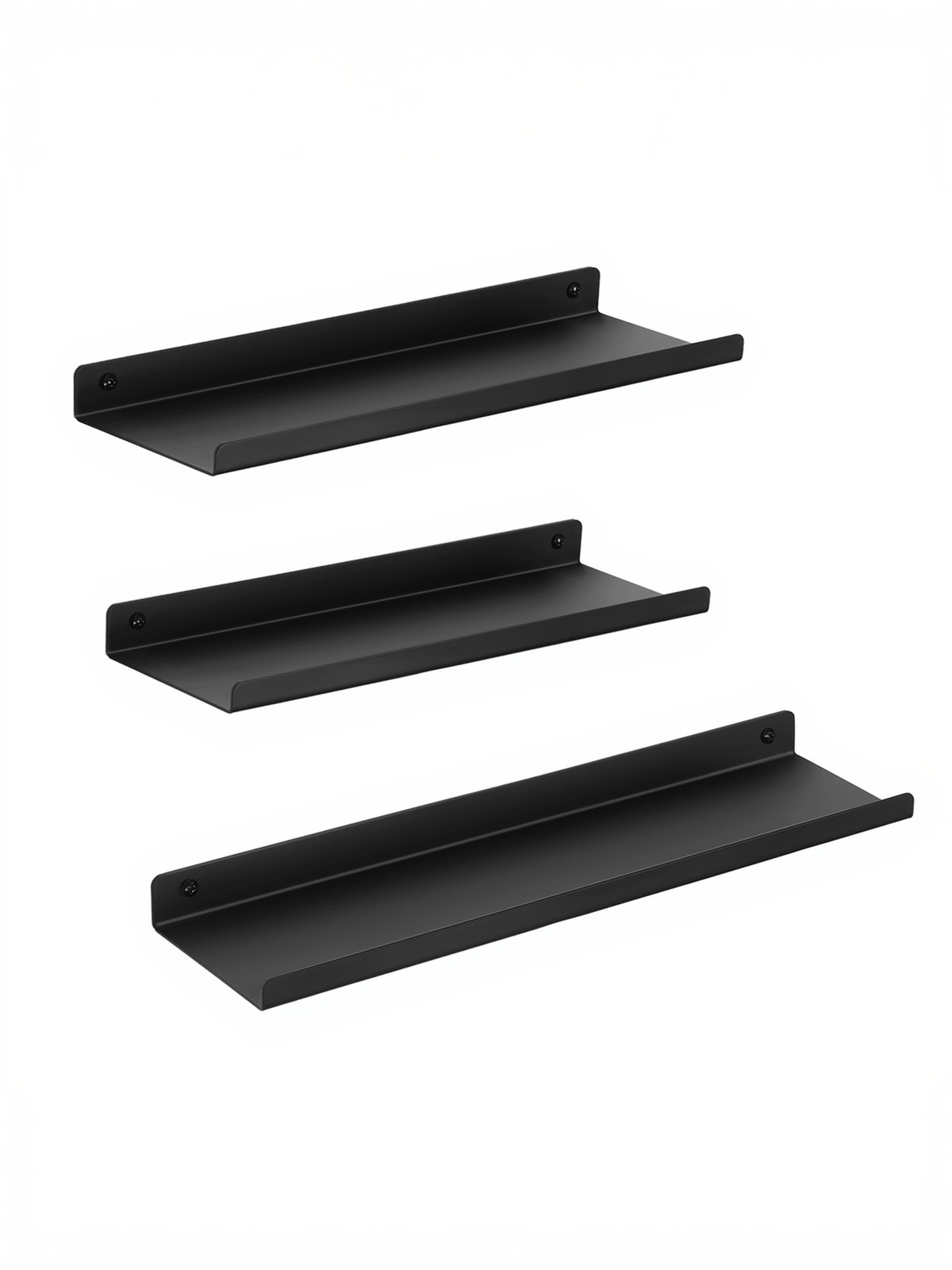 Sieninės lentynos, 3 vnt. rinkinys, juodos, plieninės, 30–40 cm - Image 6