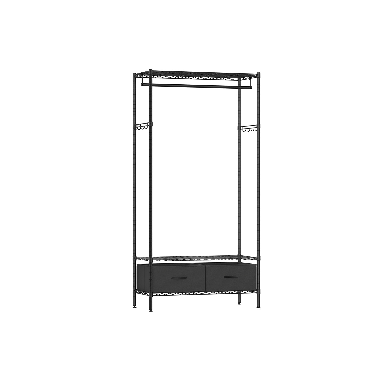 Riidestange 2 sahtliga, terasest, tindimust, 40 x 90 x 180 cm