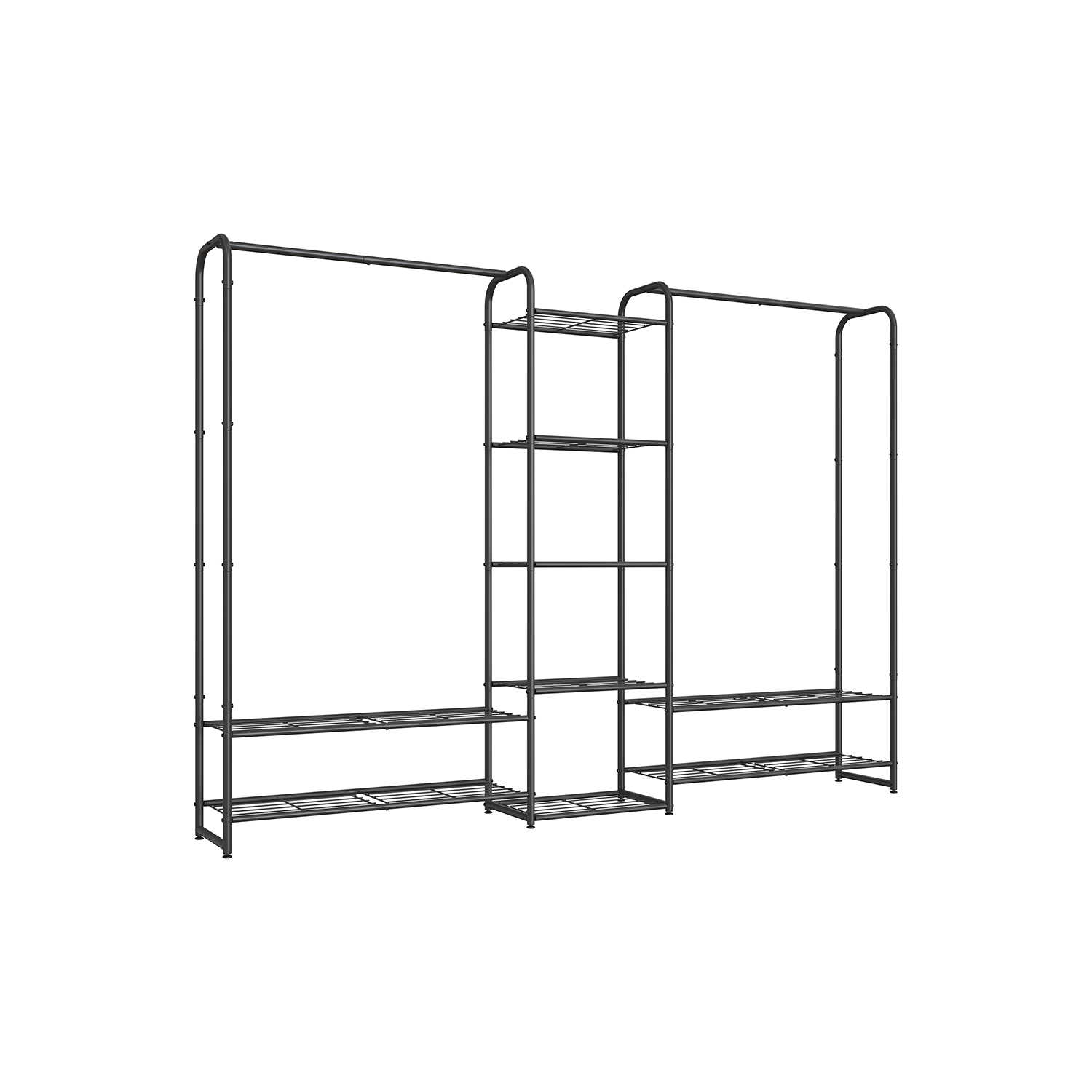 Riidestange riiulitega, teras, 29 x 183 x 158,4 cm, mattmust