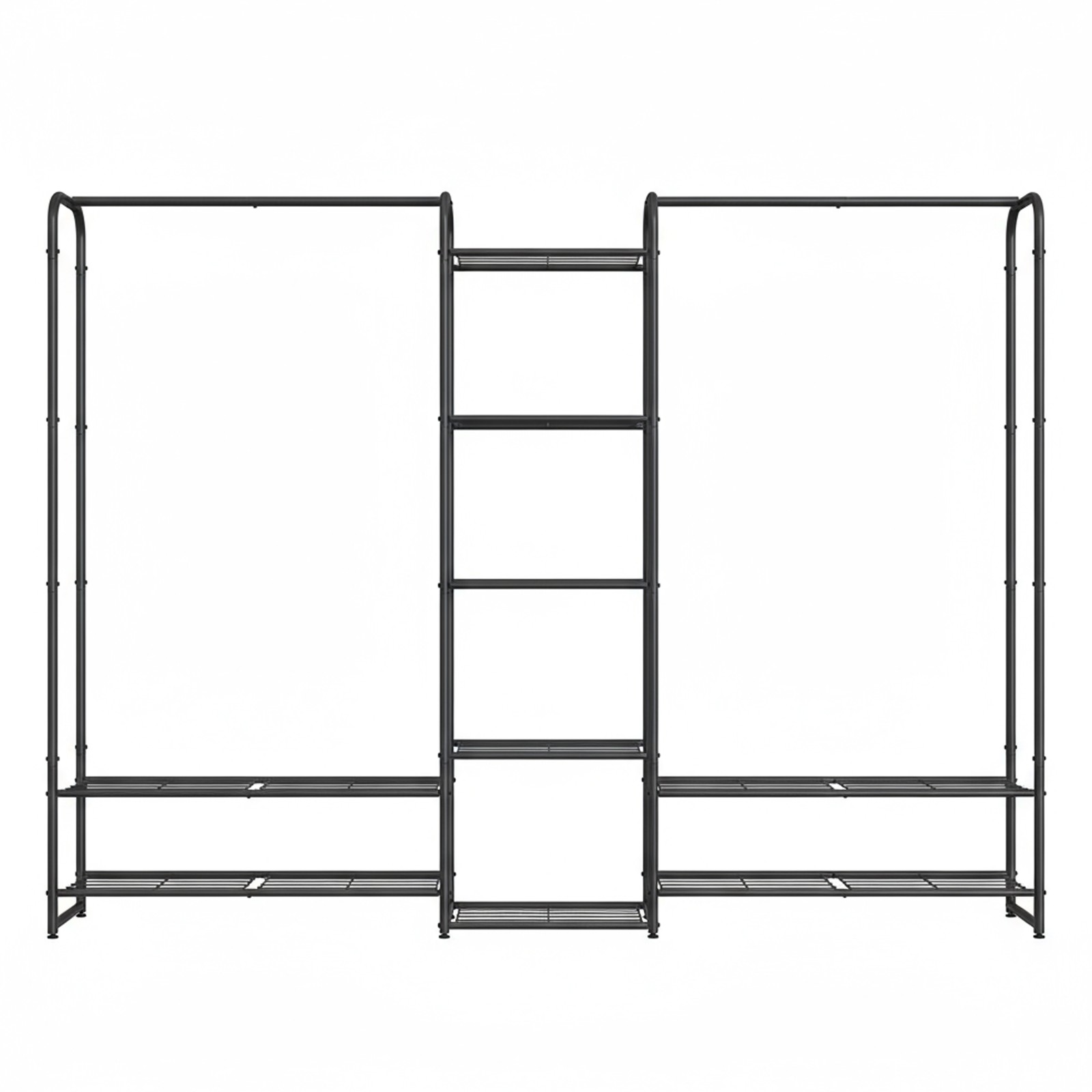 Riidestange riiulitega, terasest, must, 29 x 182,4 x 158,4 cm