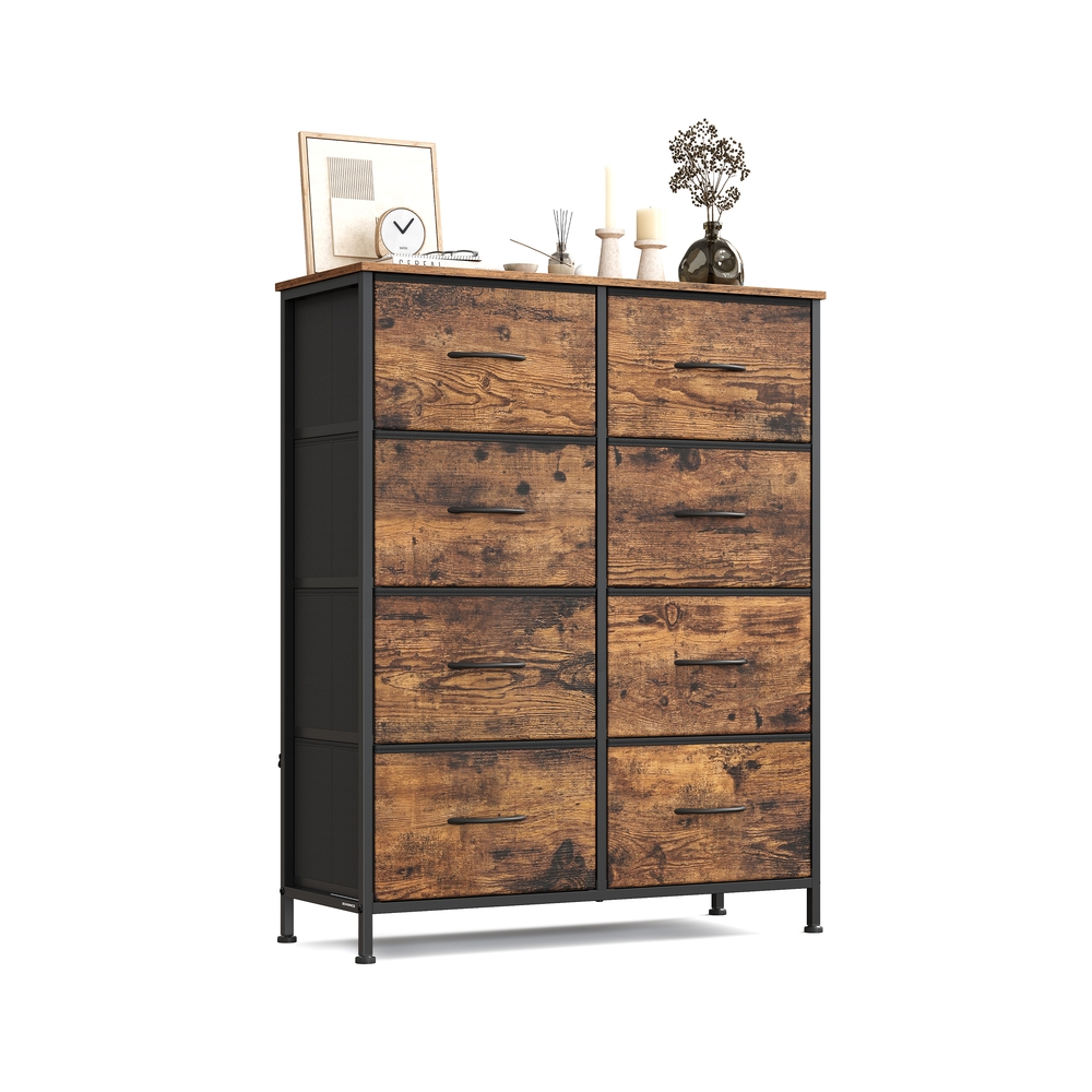 Lipasto 8 kangaslaatikolla, 30 x 76,7 x 95,2 cm, vintage-ruskea, musta
