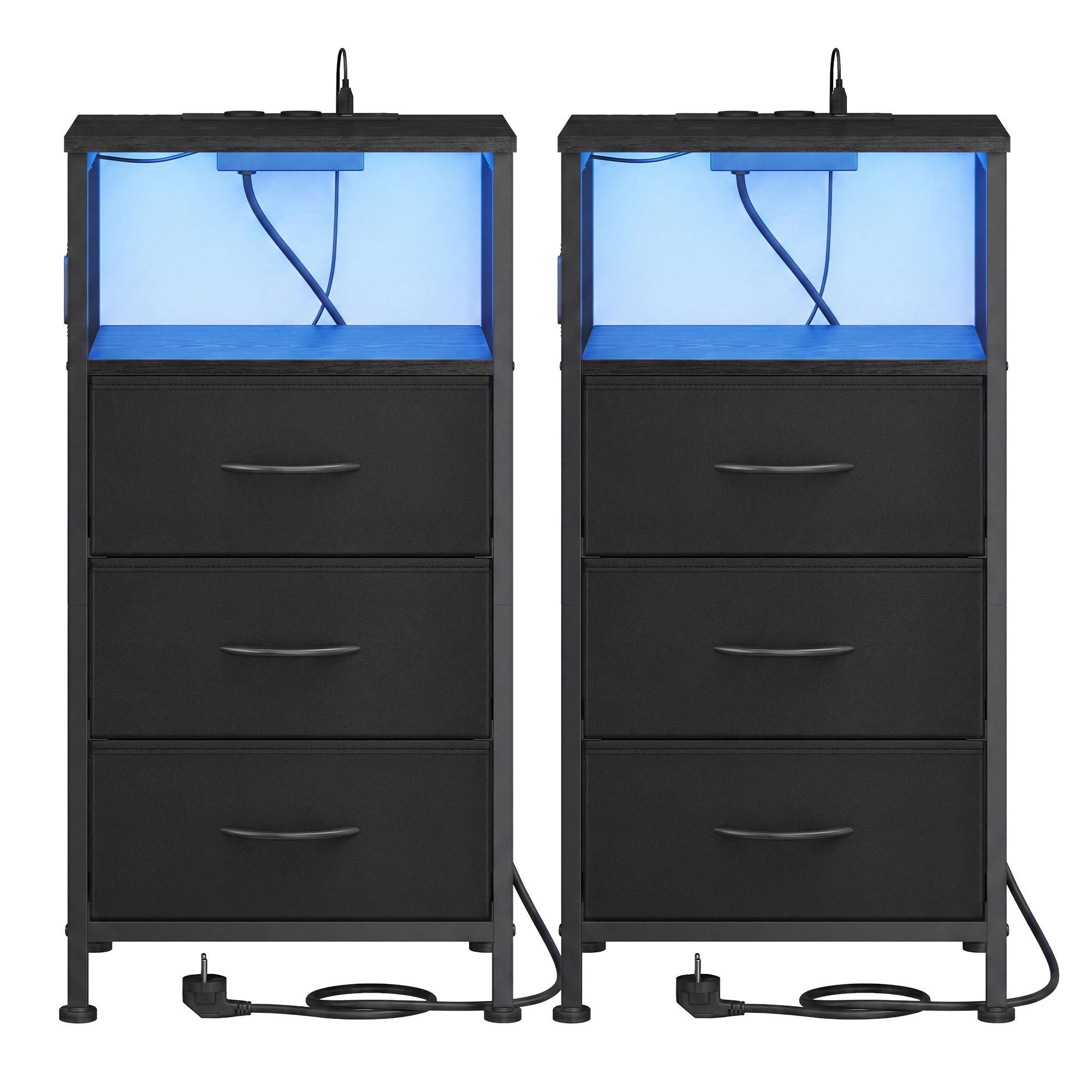 Öökapp LED-valgustuse ja laadimisjaamaga, must, 30 x 39,6 x 75,9 cm