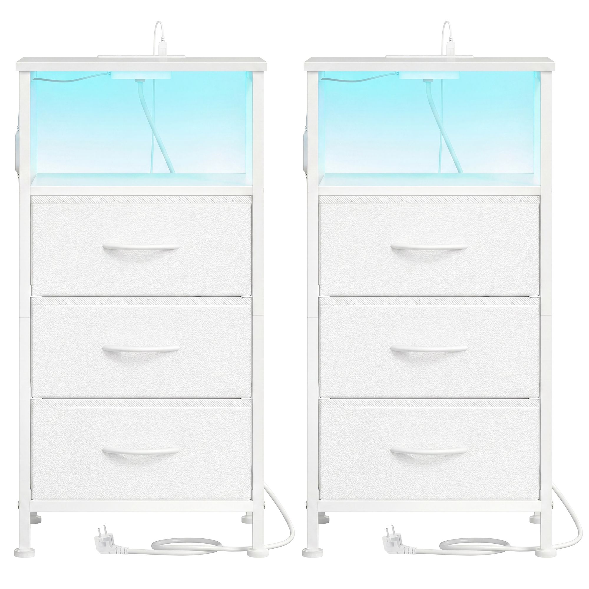 Öökapp LED-valgustuse ja laadimisjaamaga, 30 x 39,6 x 75,9 cm, valge