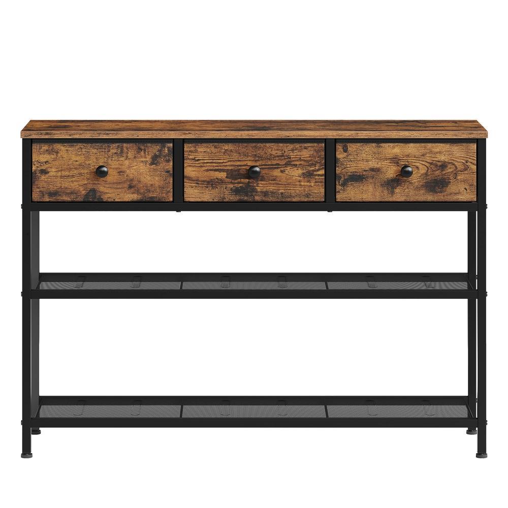 Konsoollaud 3 kangast sahtliga, pruun, 30 x 98,8 x 78,7 cm