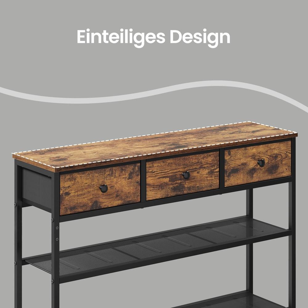 Konsoles galds ar 3 auduma atvilktnēm, brūns, 30 x 98,8 x 78,7 cm - Image 7
