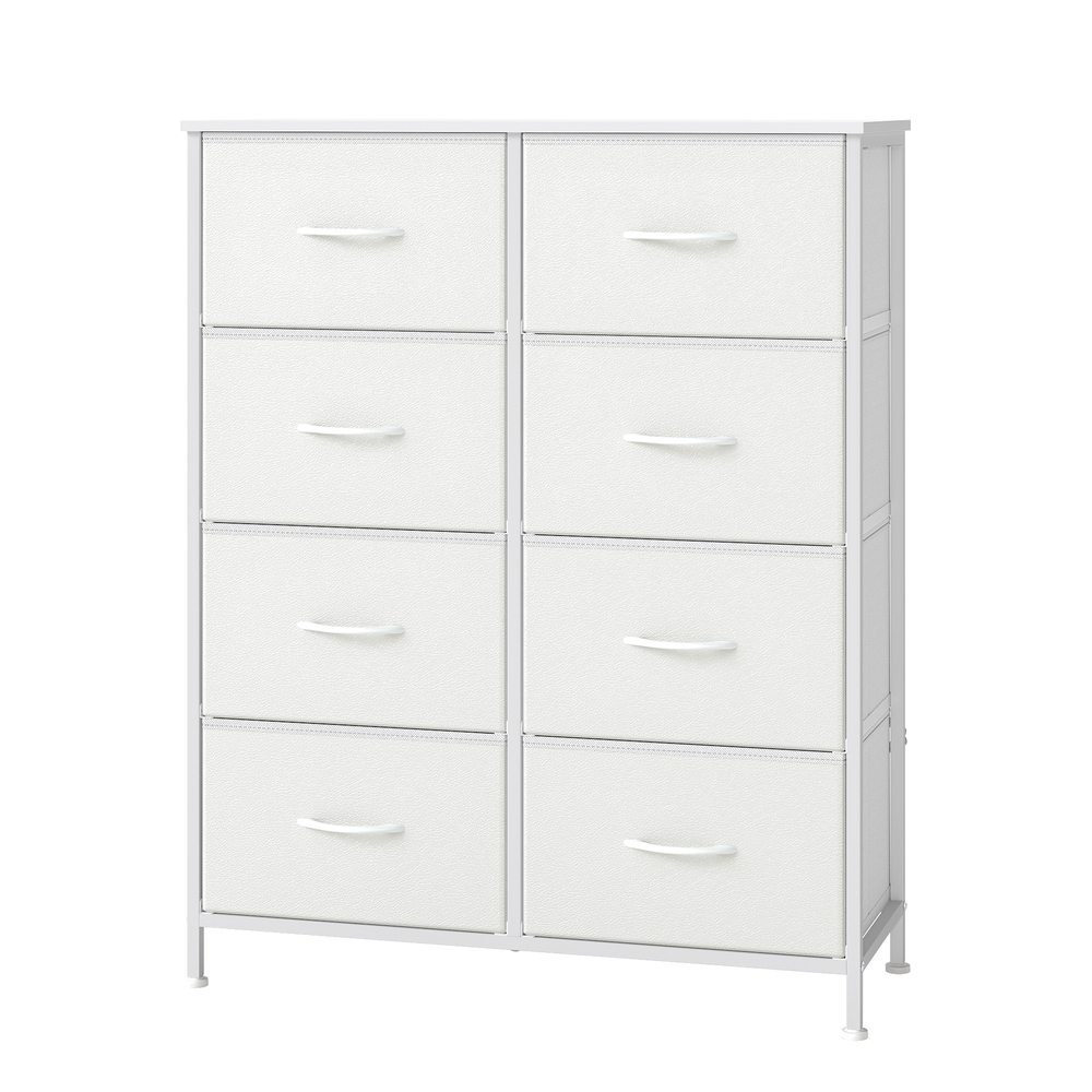 Kummut 8 riidest sahtliga, MDF ja teras, 30 x 76,7 x 95,2 cm, valge