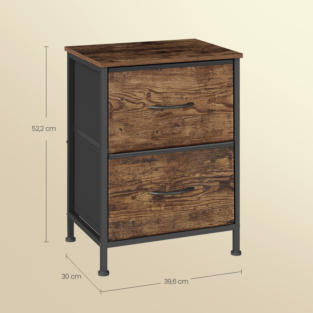 Daiktų spintelė su 4 medžiaginiais stalčiais, plieno ir MDF, 30 x 39,6 x 52,2 cm, ruda-juoda - Image 3