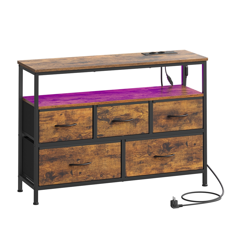 Lipasto LED-valaistuksella olohuoneeseen, 5 laatikkoa ja hylly, 30 x 98,7 x 68,1 cm