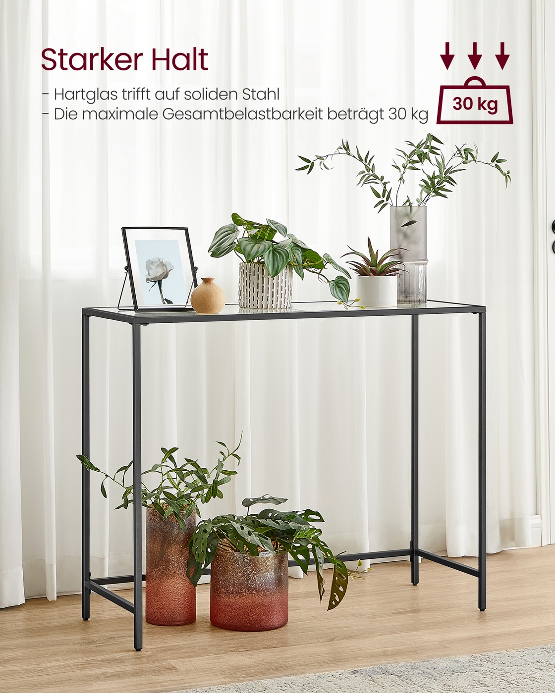 Konsolipöytä metallia ja lasia, musta, 100 x 35 x 80 cm - Image 4