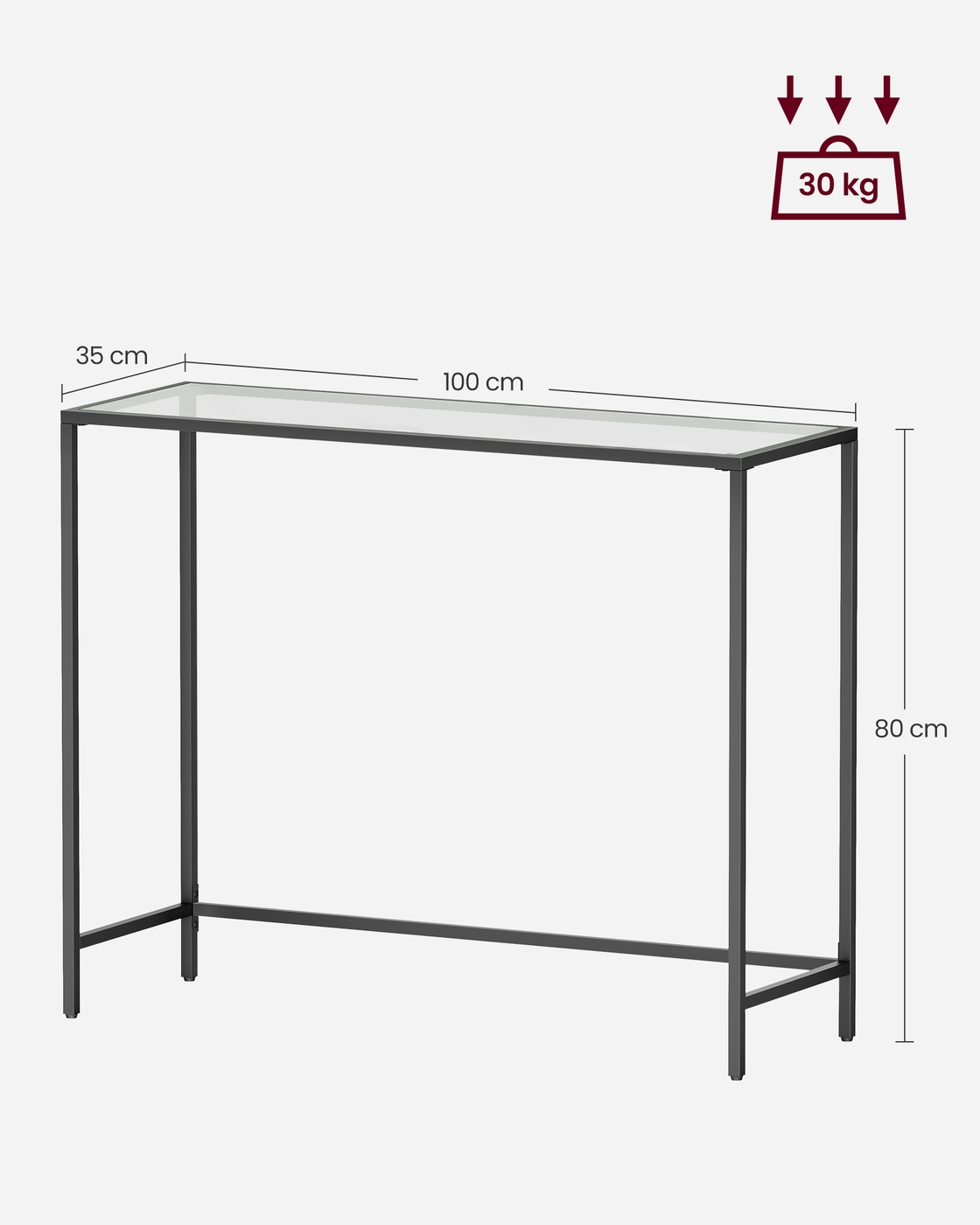 Konsolipöytä metallia ja lasia, musta, 100 x 35 x 80 cm - Image 6