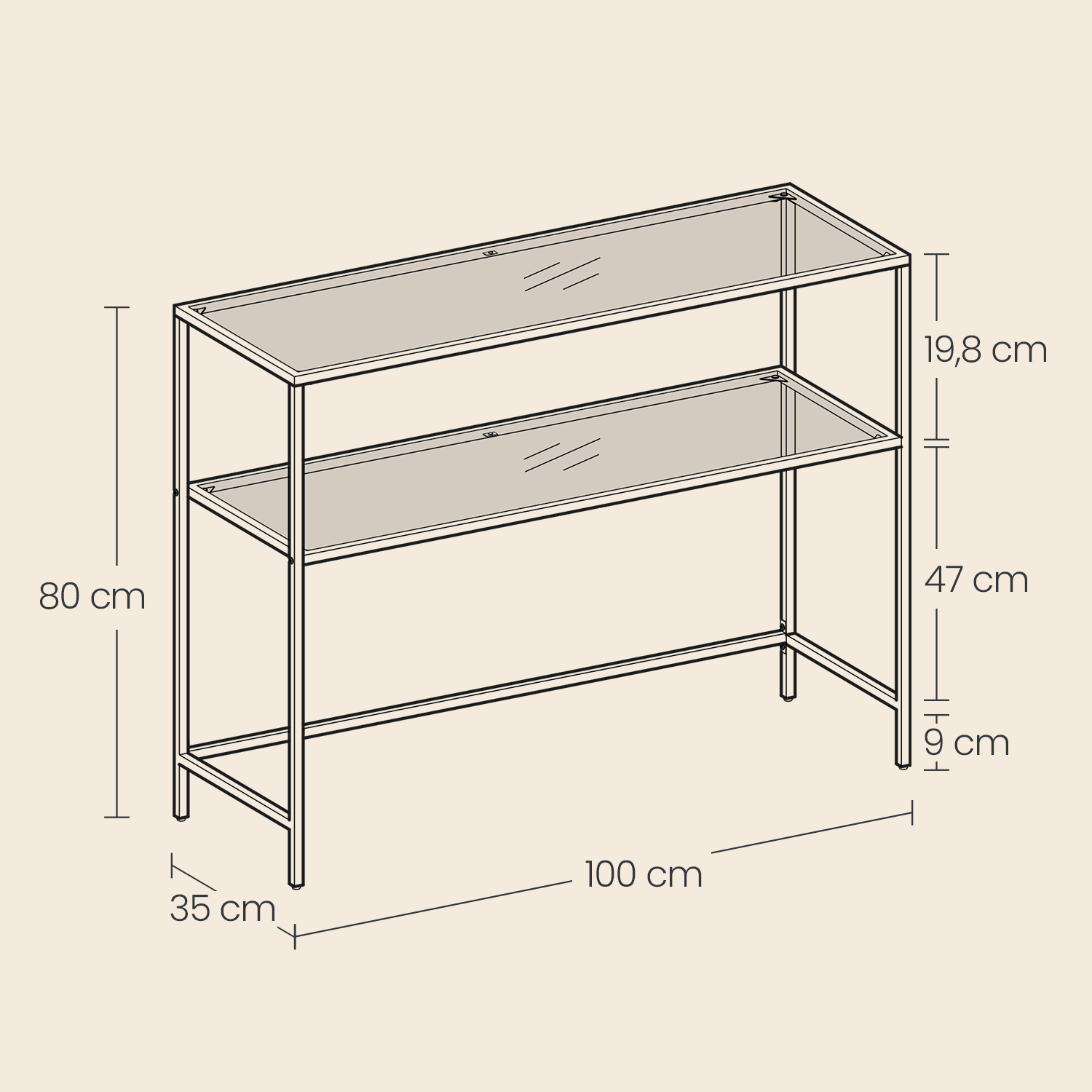 Konsoles galds ar 2 plauktiem, stikls un metāls, 100 x 35 x 80 cm, melns - Image 5