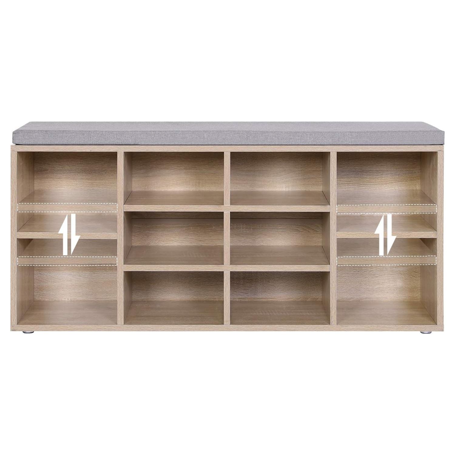 Apavu sols ar 10 nodalījumiem un polsterētu sēdi, 104 x 30 x 48 cm, koka imitācija - Image 5
