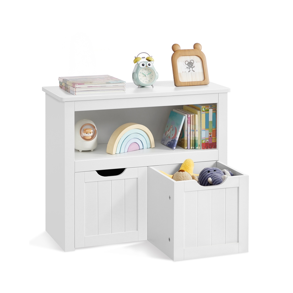 Laste mänguasjade hoiukapp ratastega, 29,7 x 72,2 x 60 cm, valge