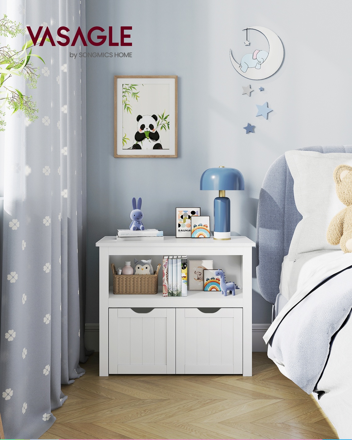 Bērnu rotaļlietu uzglabāšanas skapis ar ritentiņiem, 29,7 x 72,2 x 60 cm, balts - Image 2