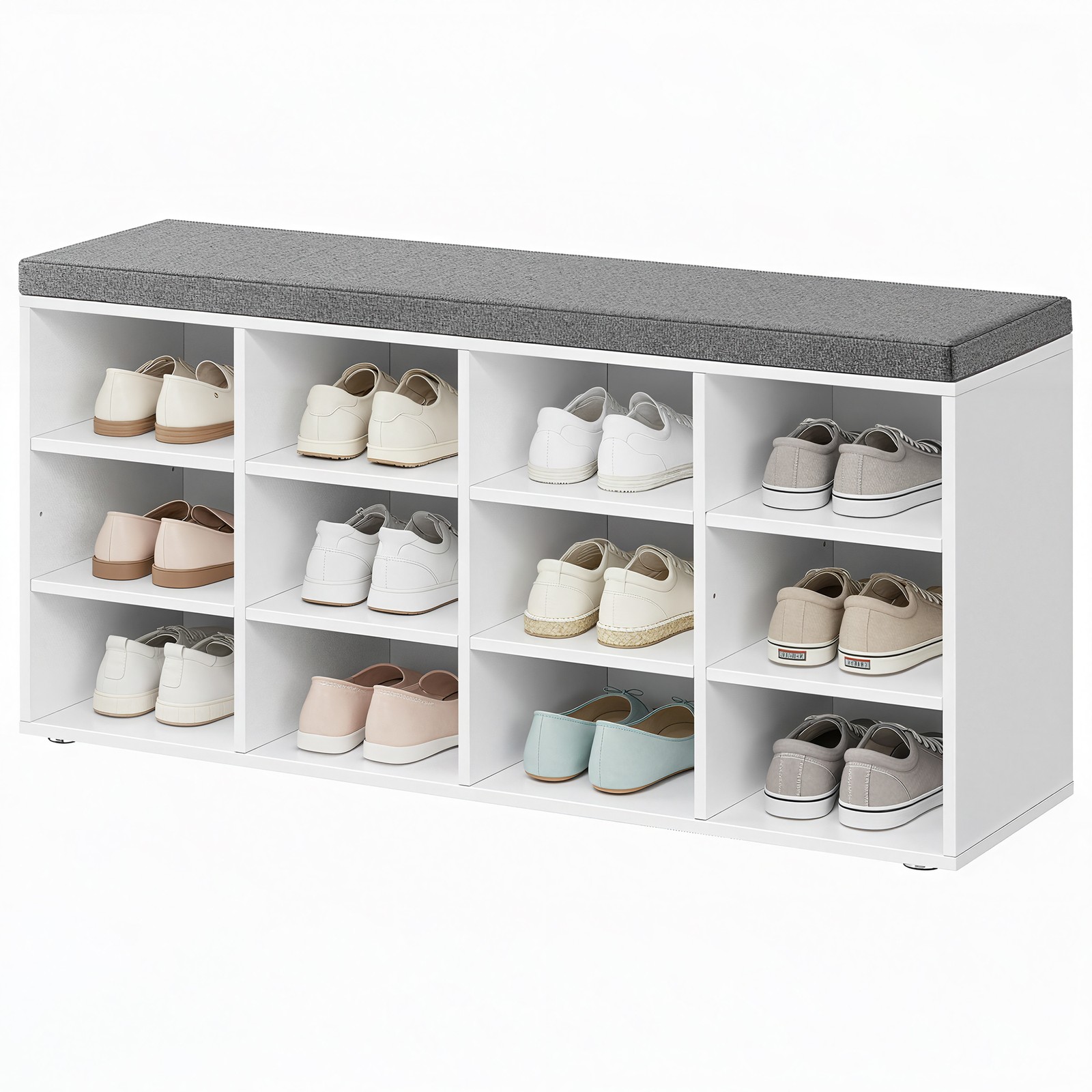 Jalatsipink istmega, 12 lahtrit, reguleeritavad riiulid, 30,3 x 104 x 48 cm