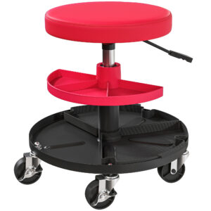 Mehāniķa taburete ar ritentiņiem, regulējams augstums 40-51 cm, sarkana, līdz 135 kg
