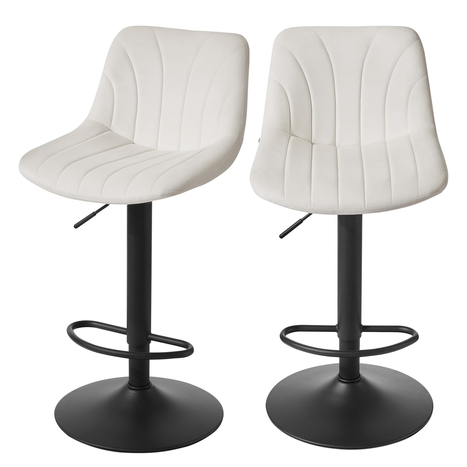 Baaripukkide komplekt, 2 tk, seljatoega, reguleeritav kõrgus 88-108 cm, valge