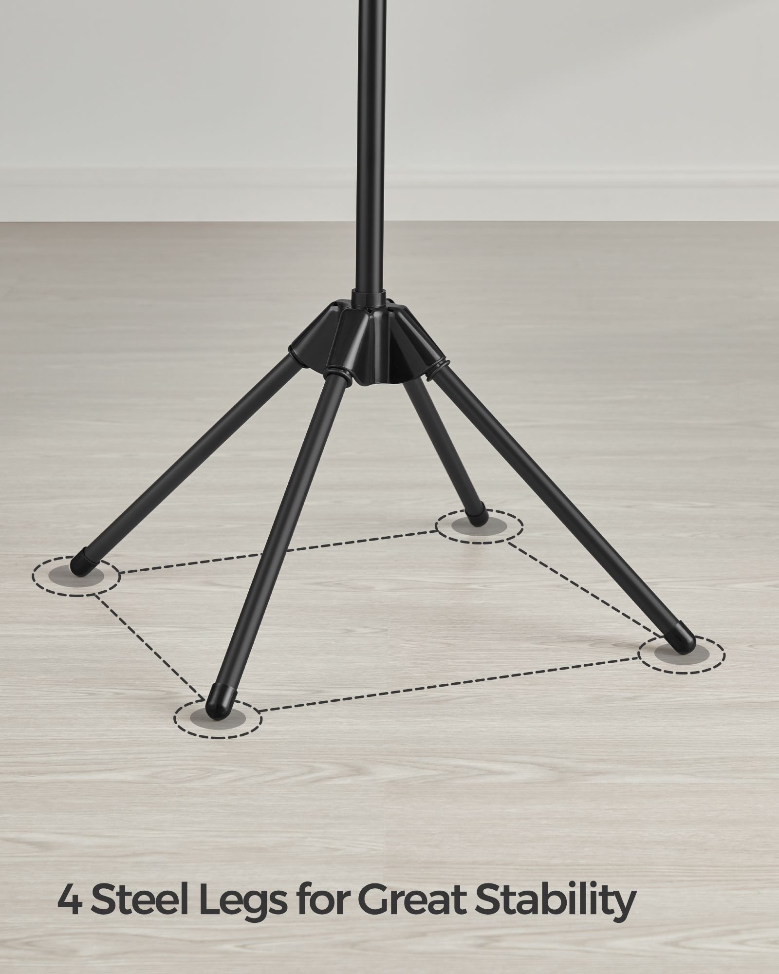Veļas žāvētājs ar 3 grozāmām daļām, 4 kājām, melns, 65 x 65 x 150 cm - Image 6