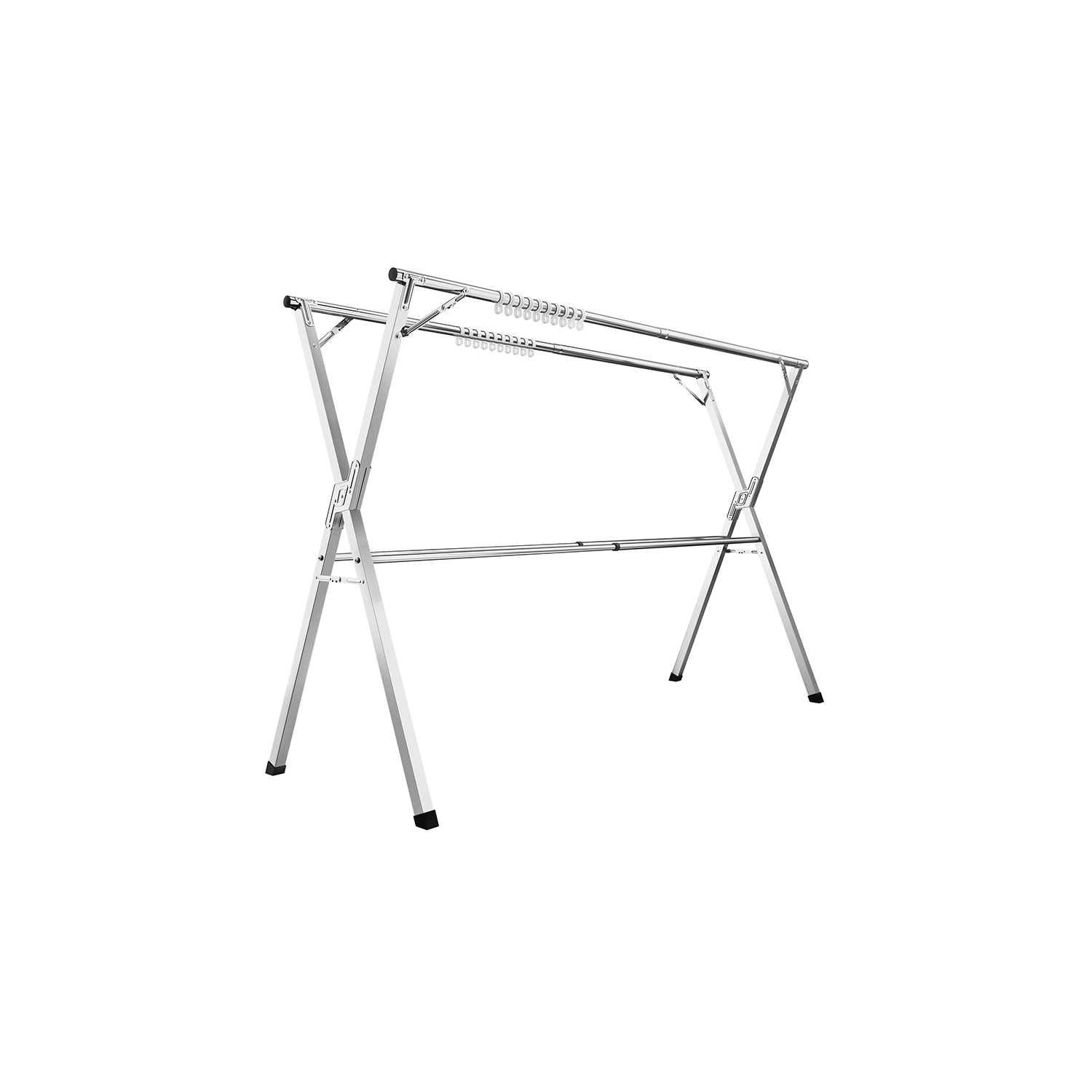 Vapaasti seisova ulosvedettävä kuivausteline, ruostumaton teräs, 66 x 133–200 x 130 cm, kyyhkynharmaa