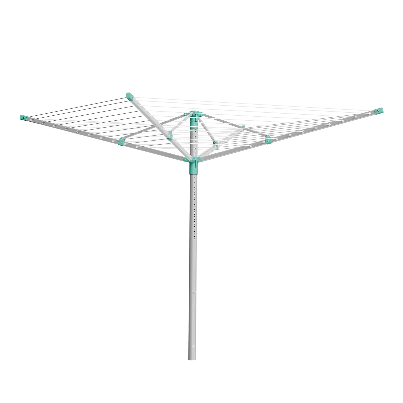 Skėčio tipo lauko skalbinių džiovyklė, reguliuojamo aukščio, 60 m virvė, 139,4 x 139,4 cm