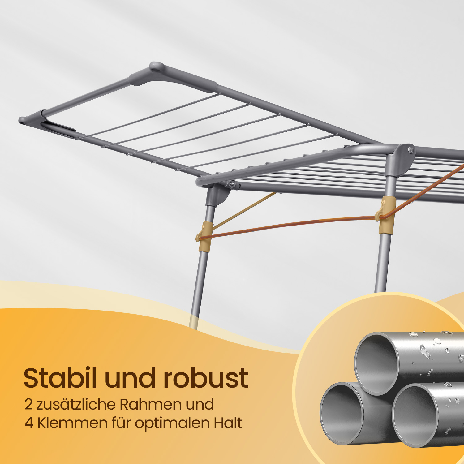 Sulankstoma skalbinių džiovyklė su sparnais ir kojinių laikikliu, pilka, 56,5 x 173 x 96,5 cm - Image 3