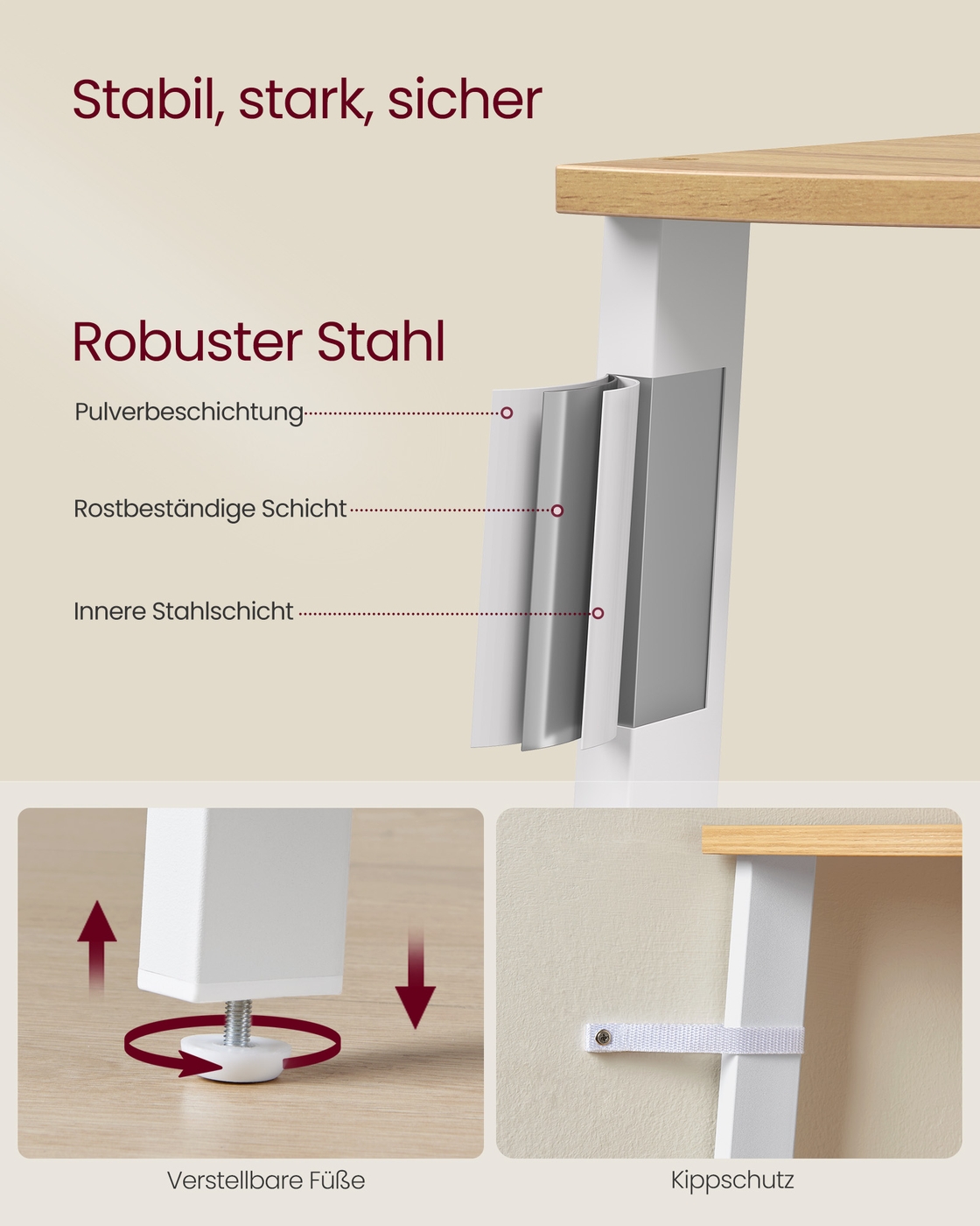 Kulmakirjahylly, 5 tasoa, teollinen tyyli, luonnollinen tammenväri ja mattavalkoinen - Image 4