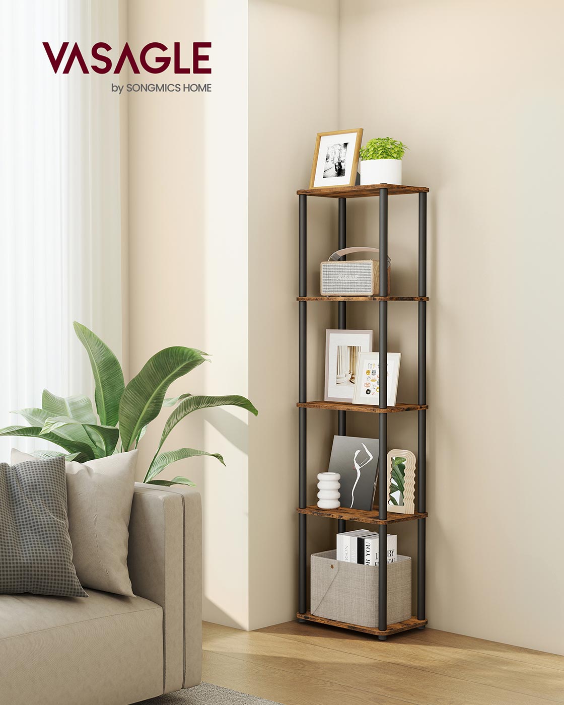 Pastatoma lentyna, 5 pakopų, 23,8 x 38 x 139 cm, medžio drožlių plokštė ir plienas - Image 2