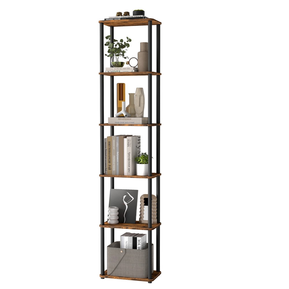 Pastatoma lentyna, 6 lentynų, 23,8 x 38 x 173,4 cm, ruda-juoda, plienas ir medžio drožlių plokštė - Image 4